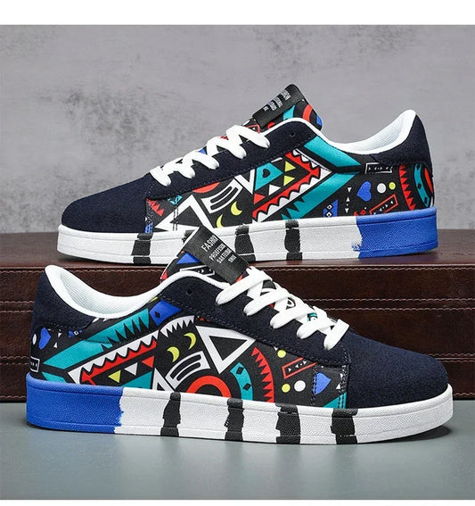 Running Canvas Geometric Style Sneakers