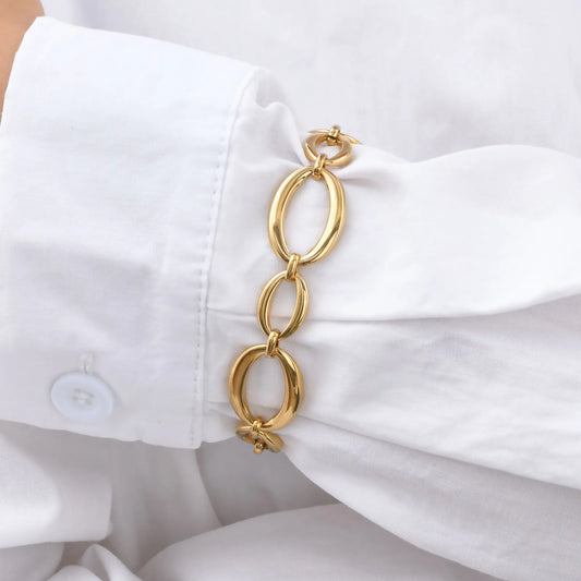 Distinctive Elliptical Hand-made Chain Stainless Steel Bracelets