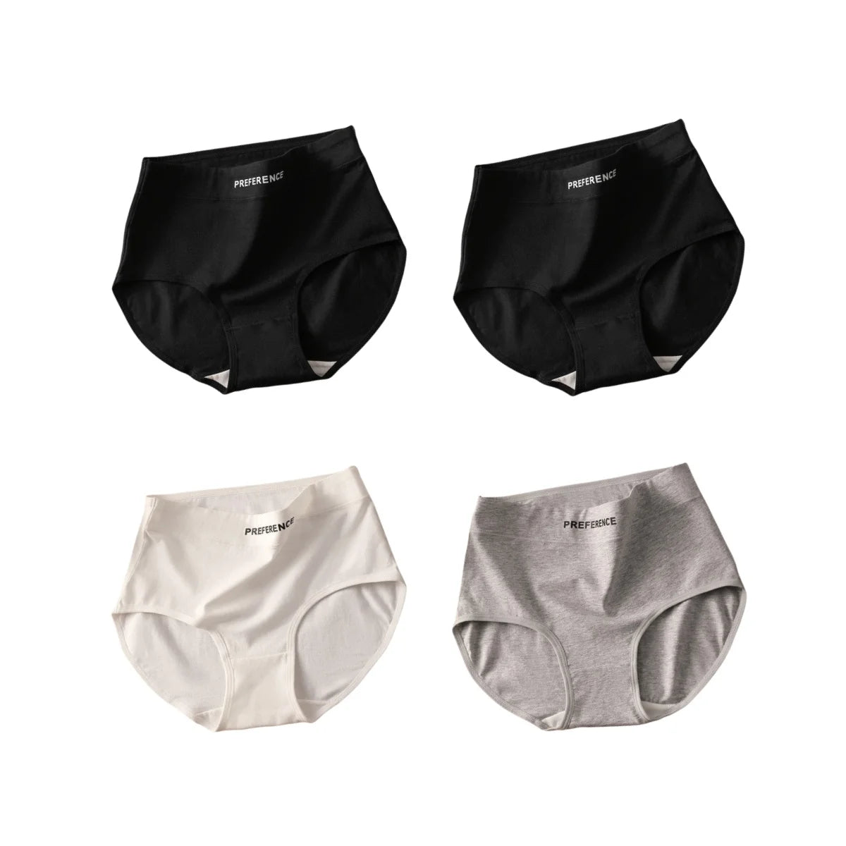 4Pcs/Set High-Waist Cotton Plus Size Lingerie