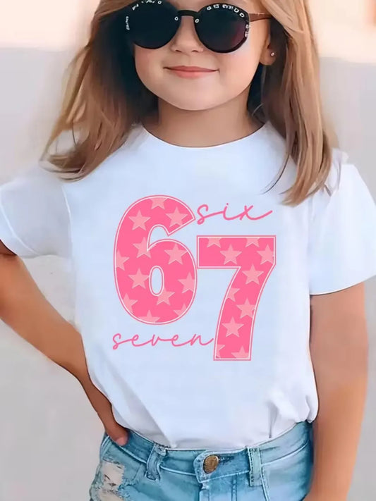 Funny 67 Number Graphic Print T-Shirt