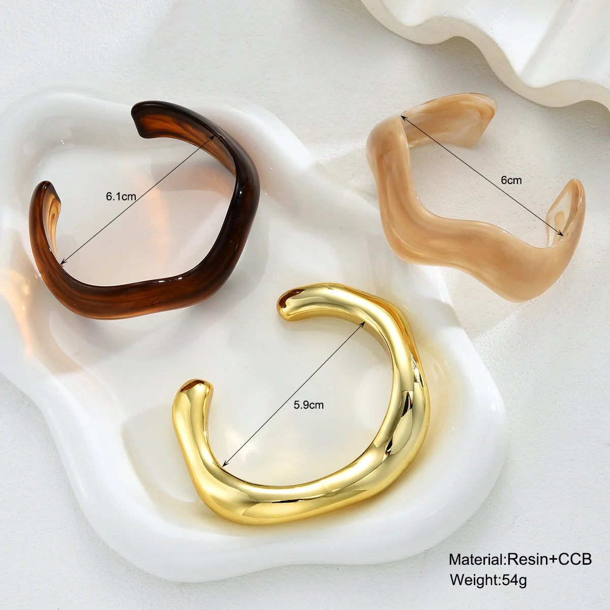 3Pcs Irregular Wavy Cuff Bangle Set