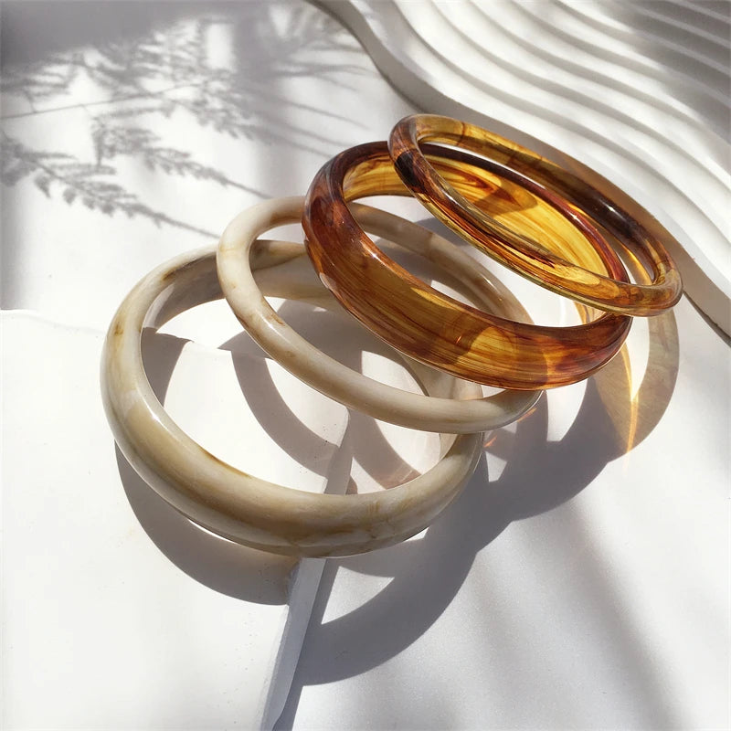 4-Piece Marble Acrylic Resin Bracelet