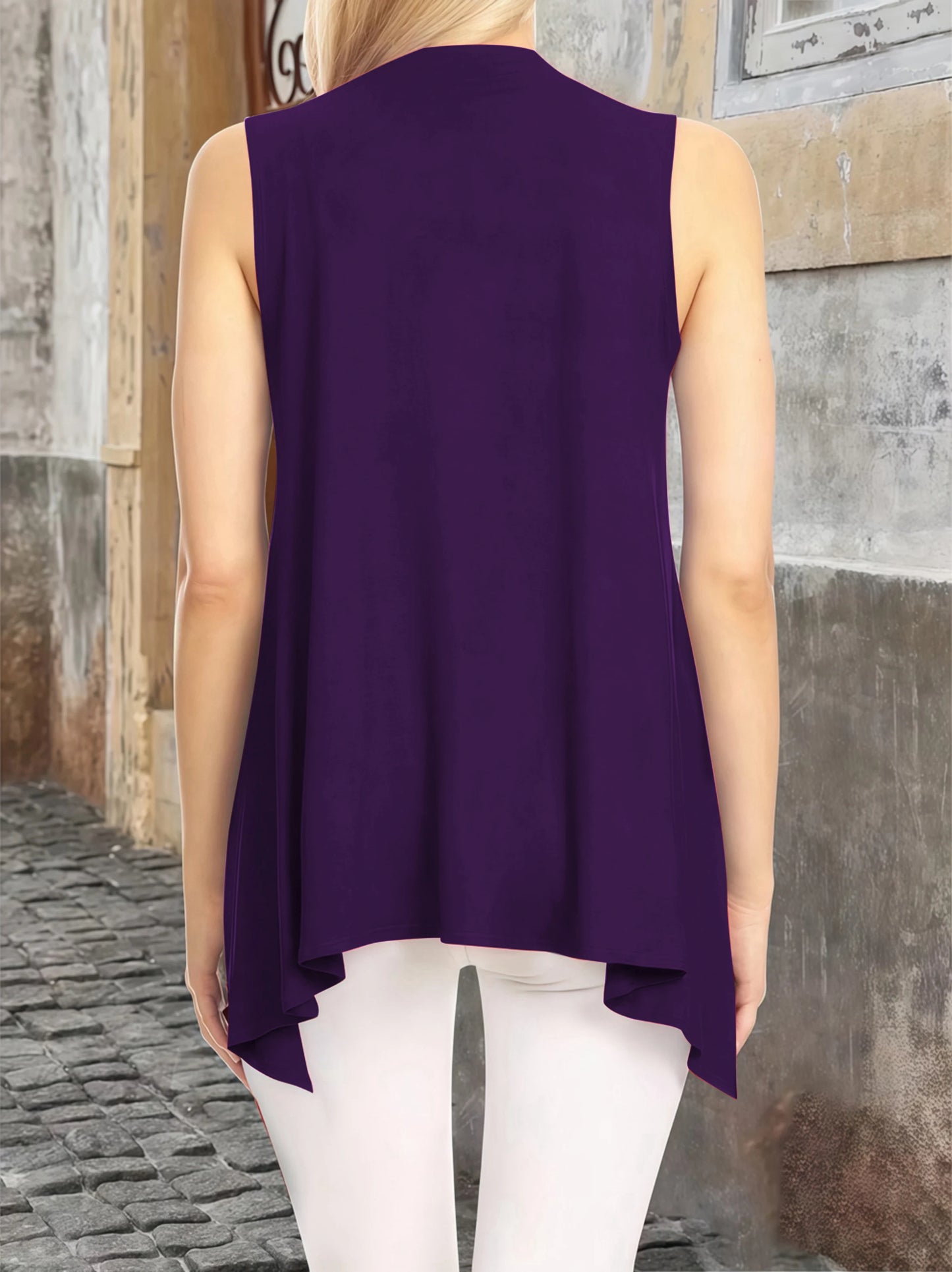 Elegant Lightweight Sleeveless Open Front Long Duster Vest