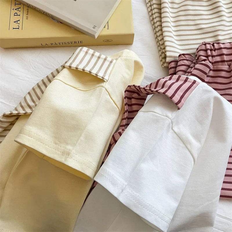 Girls Stripes Casual Clothes Sets 1-12Y