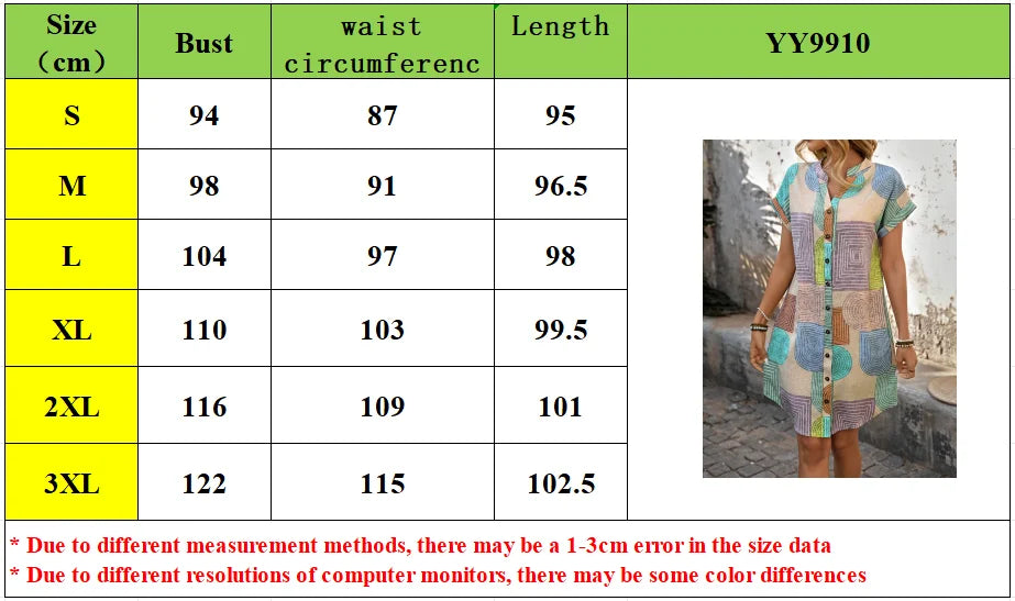 Geometric printing V-neck button up Dress