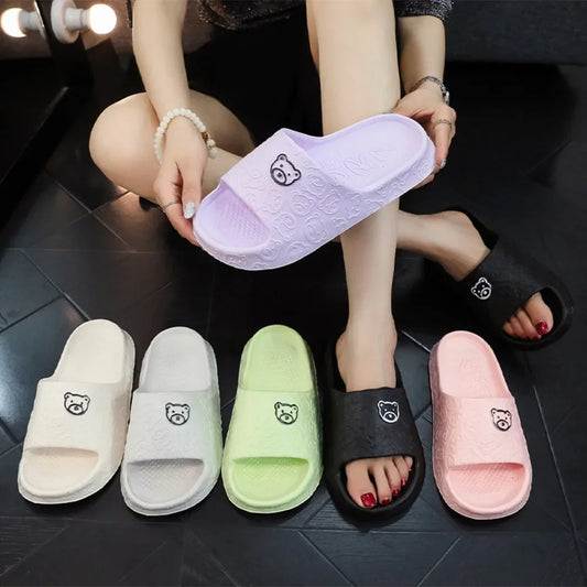 Non-slip Cute Bear Decoration Flat Slippers
