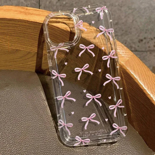 Cute Pink Heart Bow Phone Clear Case
