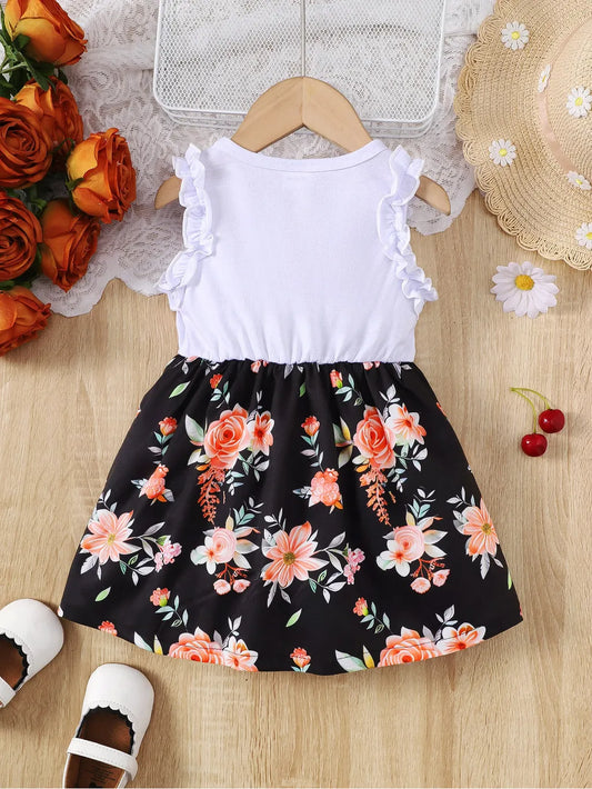 Baby Girl Floral Print Sleeveless Toddler Dress