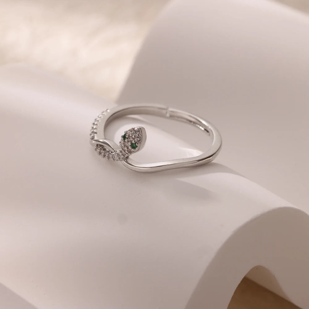 خواتم ثعبان من الفولاذ المقاوم للصدأ مطلية بالذهب 316L