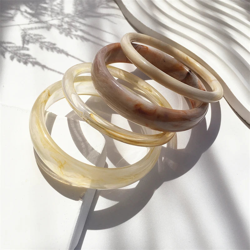 4-Piece Marble Acrylic Resin Bracelet