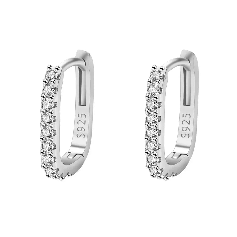 DANA 925 Sterling Silver Crystal Circle Hoop Earrings