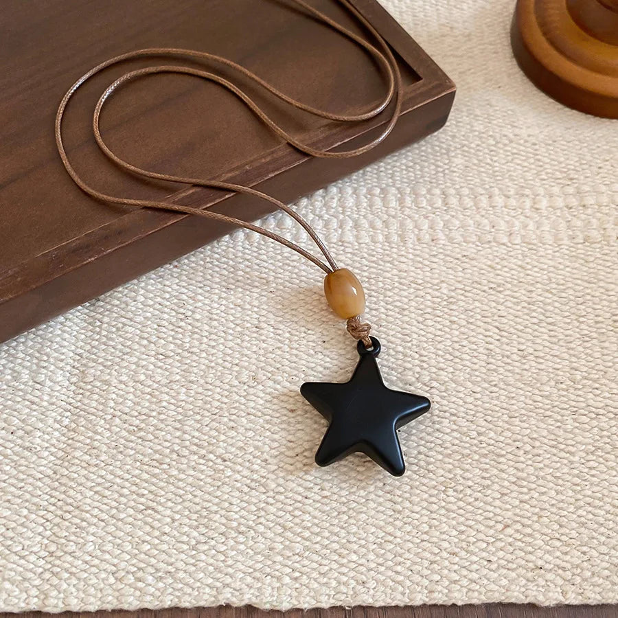 Black Coffee Round Water Drop Resin Necklaces