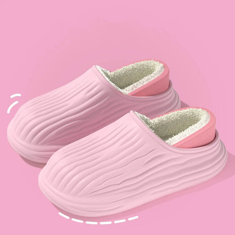 Winter Cotton Warm Non-Slip Thick Bottom Slides Soft Waterproof Slippers