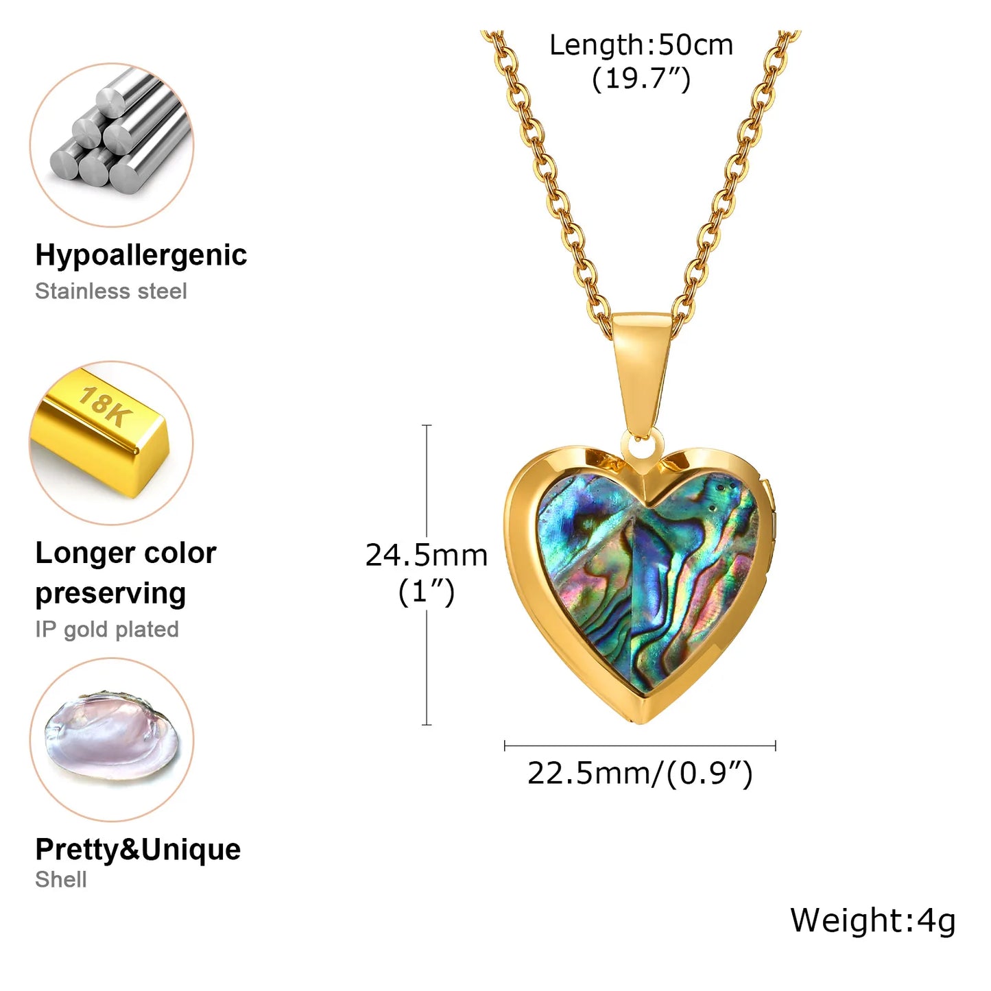 Photo Frame Glossy Stainless Steel Necklaces