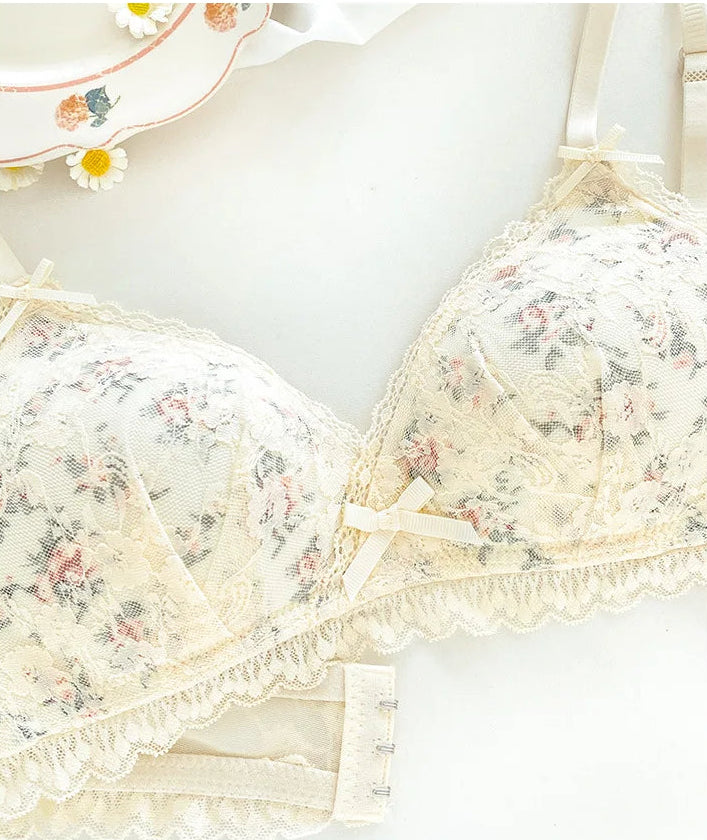 Top tubo de encaje sexy con flores, sujetador de lencería transparente