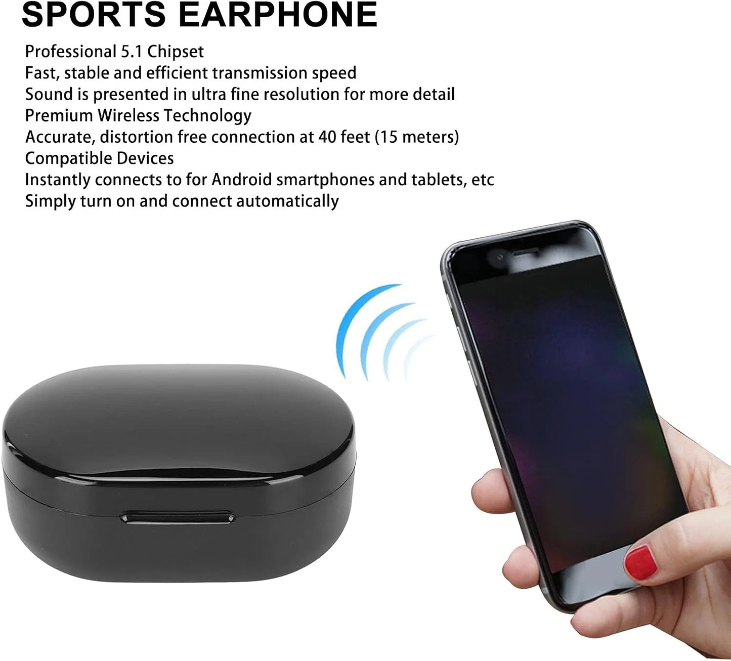 A6S Wireless Bluetooth Earphones Touch Control Sport Headset LED Display Stereo