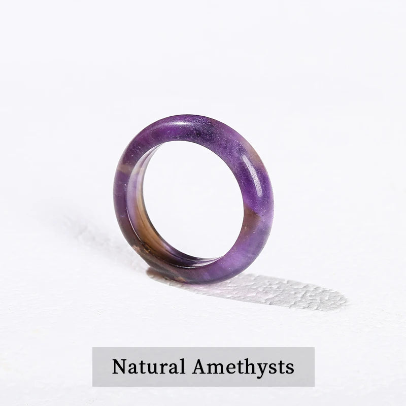 1 Pc Natural Stone Jade Crystal Agate Obsidian Fengshui Lucky Rings
