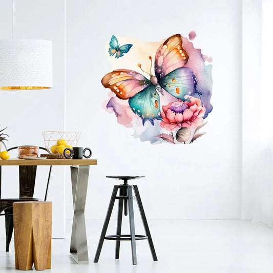 Butterflies Plants Flowers Wall Sticker