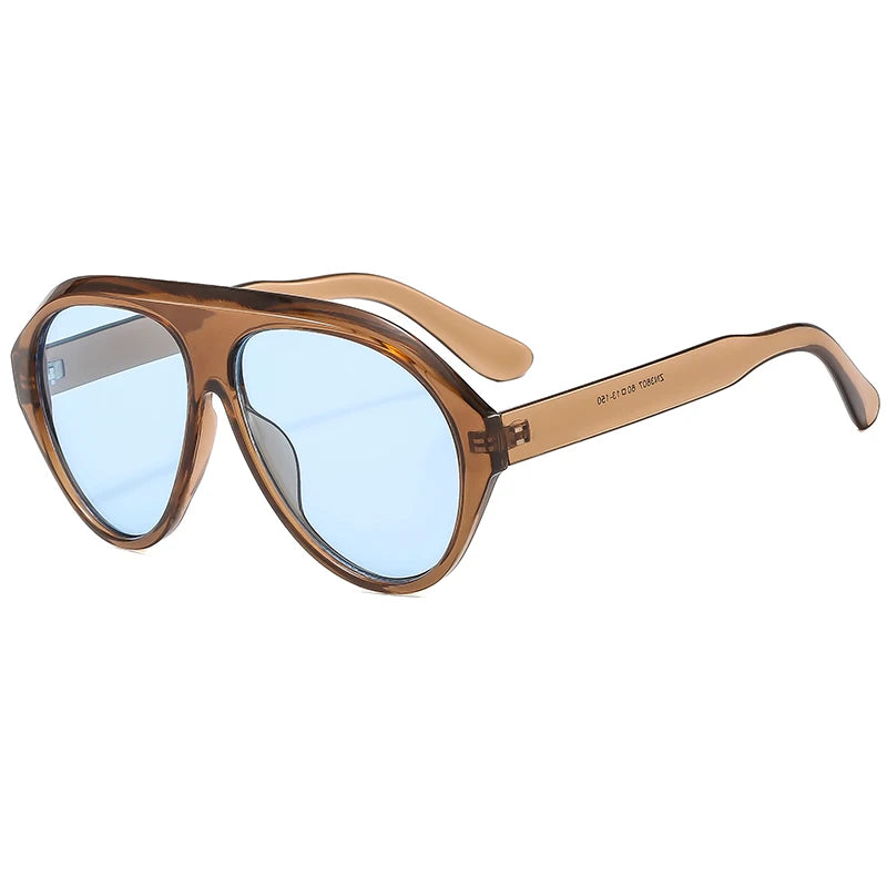 Retro Oversized Pilot Oval Multi Color Lens Sun Glasses