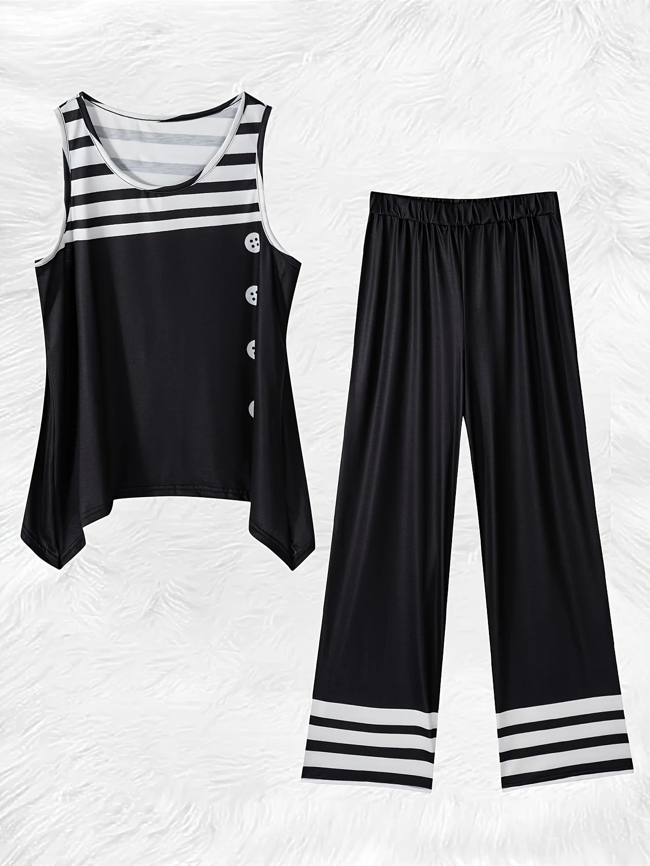 Printed Design Stripes Pattern pants suit