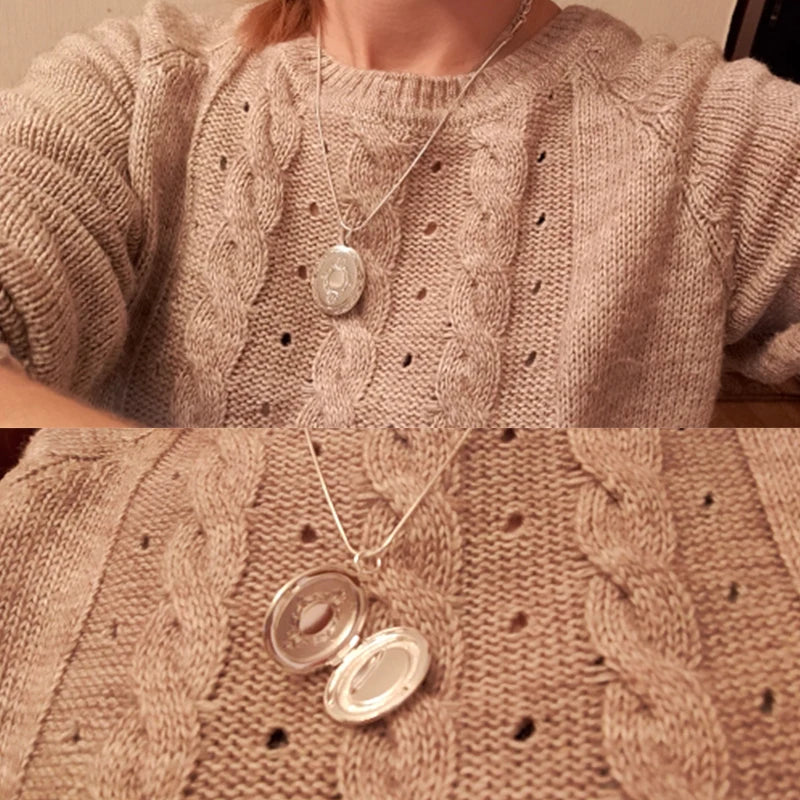 40-75cm 925 Sterling Silver seashell Photo open Frame Necklace