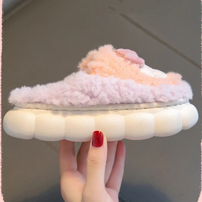 Cute Cartoon Winter Plush Toddler Non-slip Cotton 1-10 Years Slippers