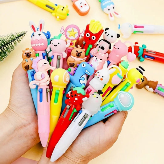 1-30Pcs Cute Pet Cartoon Four-Color Ballpoint Pen