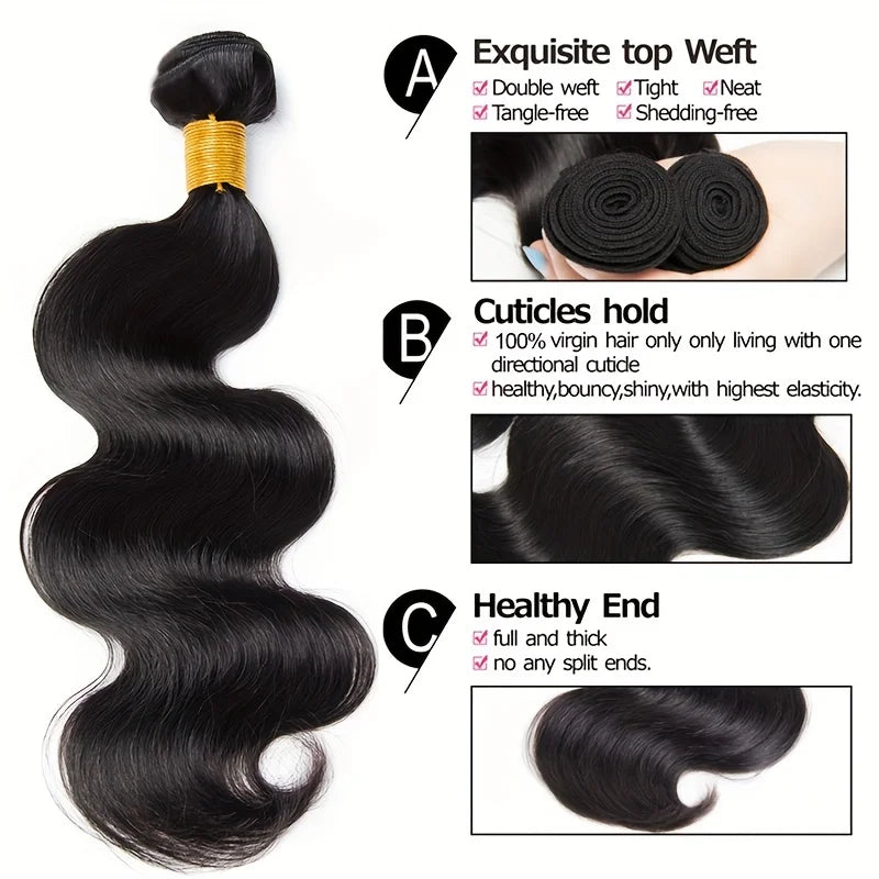 Wave Bundles 100% Human Hair Brazilian Weaving Extensions