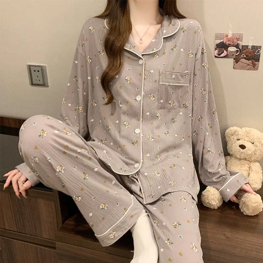Love Cardigan Pajamas Long Sleeve Set