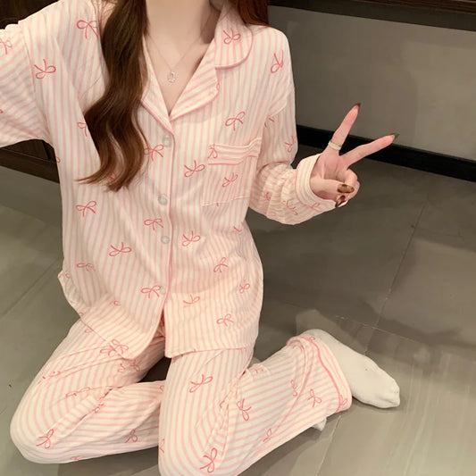 Fall Long-Sleeved Casual Pajamas Set