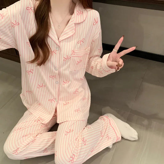 Fall Long-Sleeved Casual Pajamas Set