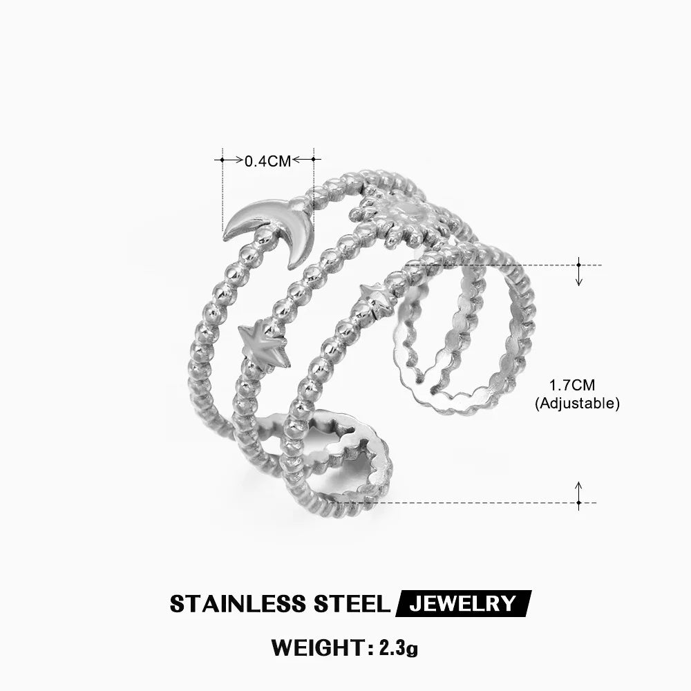 Gold Stainless Steel Heart Metal Hollow Waterproof Rings