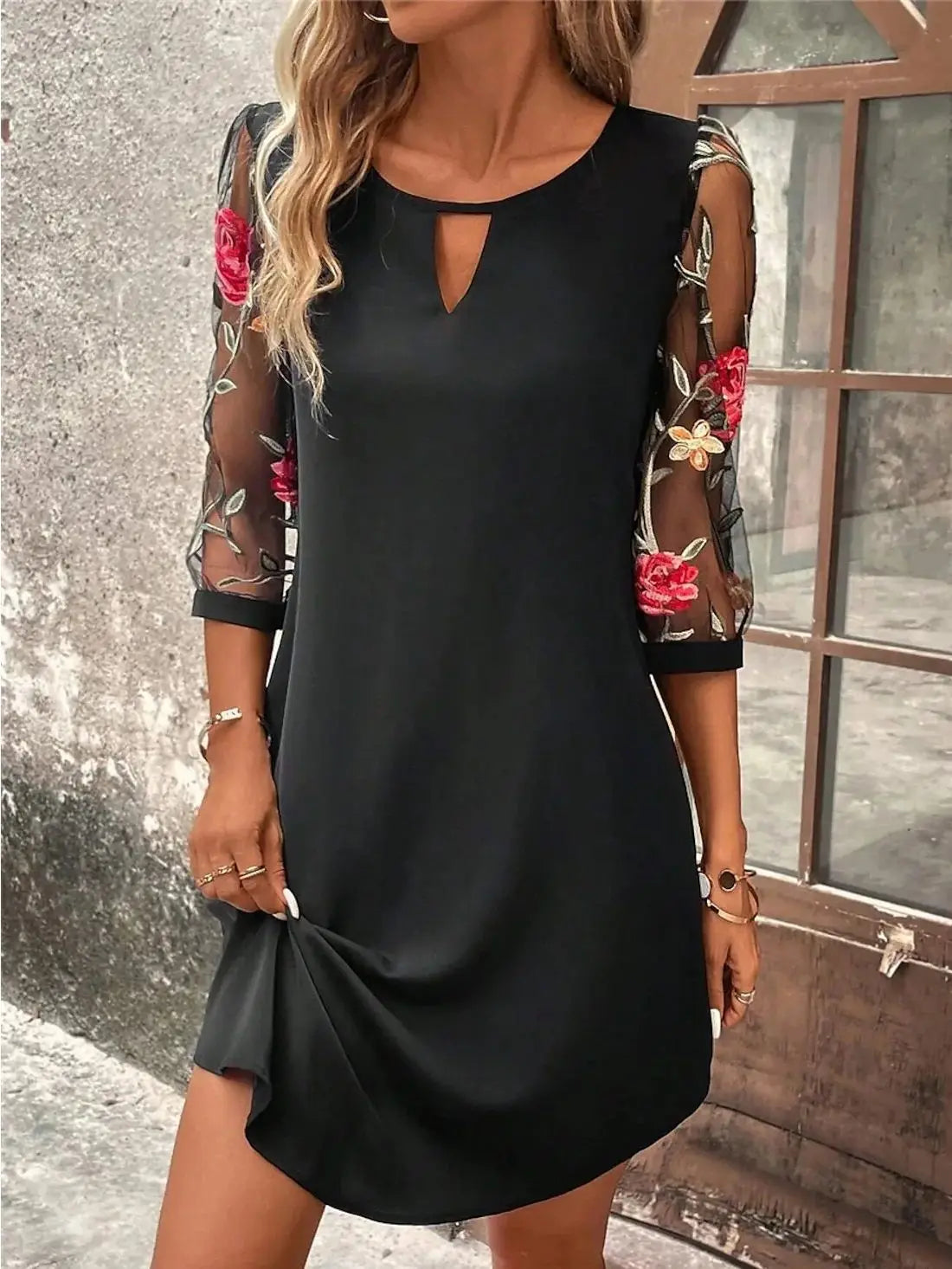 Luxury Mid Sleeve Mini Skirt Dress