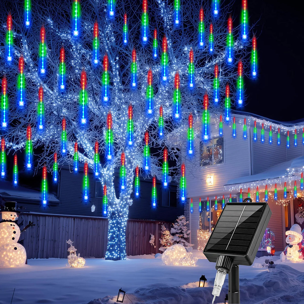 Solar LED Meteor Shower Light String Outdoor Waterproof Fairy Garden Light