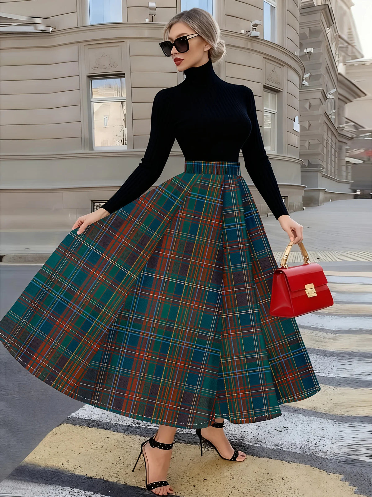 High Waist A Line Midi Casual Office Wear Flowy Skirt