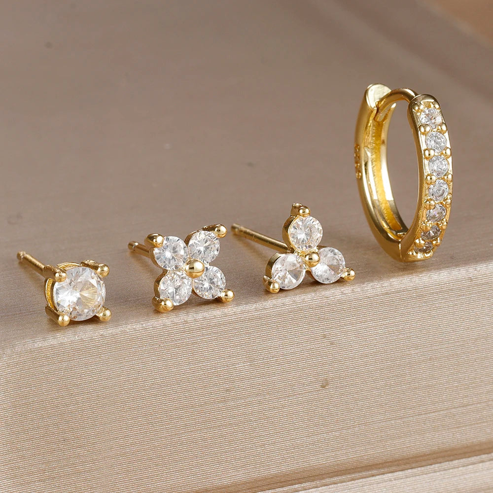 DANA 18K Gold Plated Flower Earrings Set