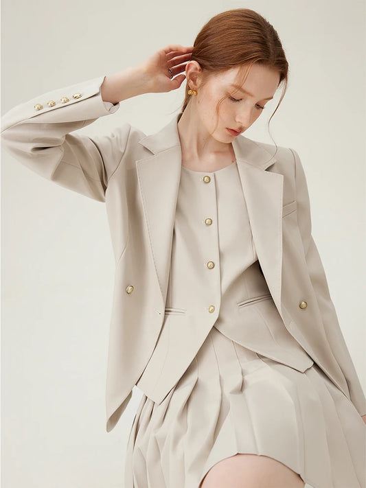 Blazer Temperament Suit Jacket for Office Lady Sets