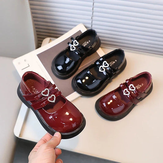 Leather Elegant Mary Janes Chunky Hook-loop 26-36 Shoes