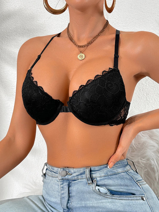 Back Bra Front Closure Push Up Mesh Back Wing Bra