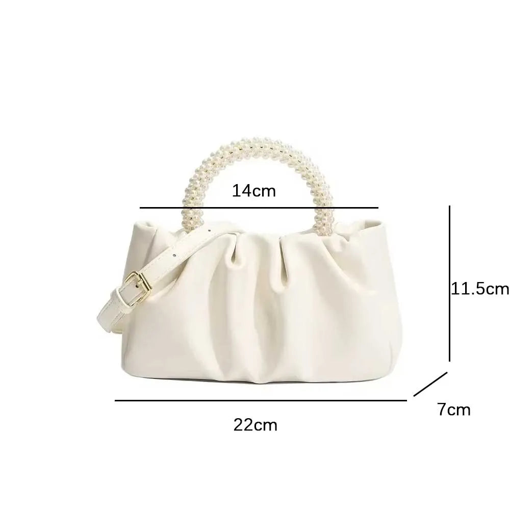 Pearl Handle Clutch Purse Handbags Luxury Square Shoulder Bags