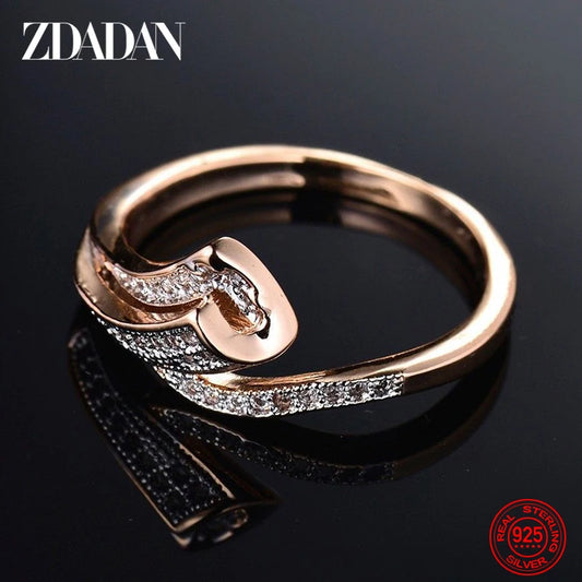925 Sterling Silver 18K Gold Zircon Rings