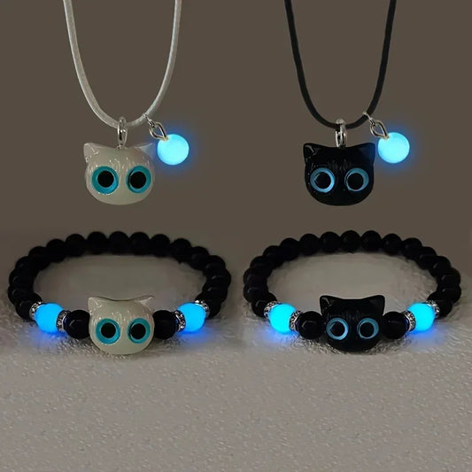 Cute Cartoon Big Eye Cat Luminous Bracelets