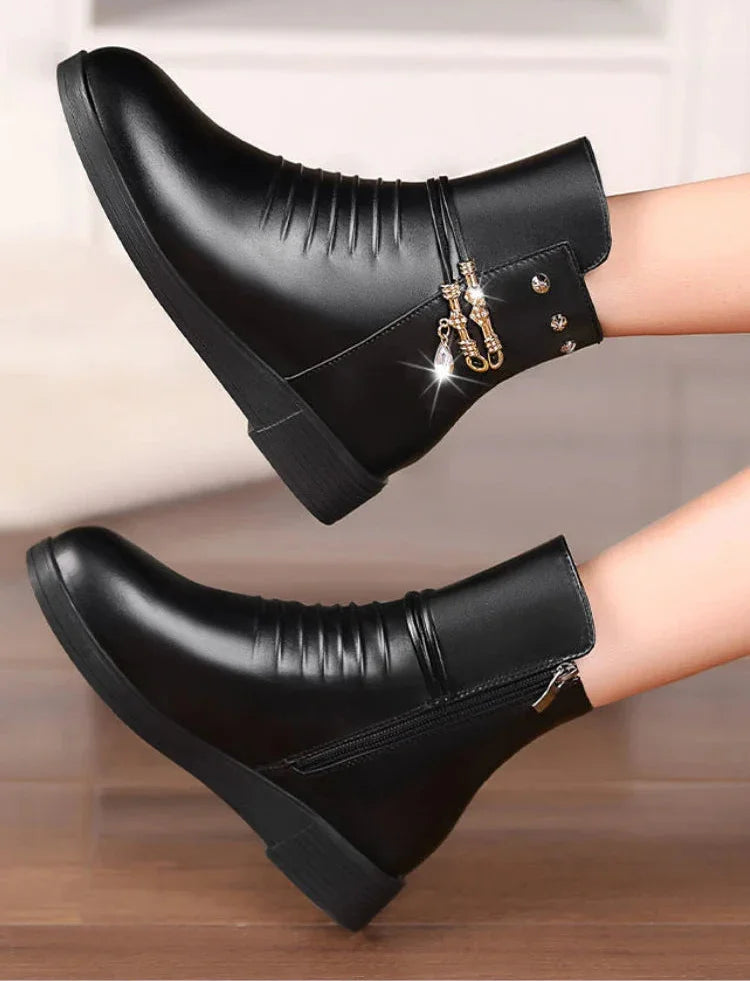 Leather Thick Wool Lined Genuine Leather Snow Boots