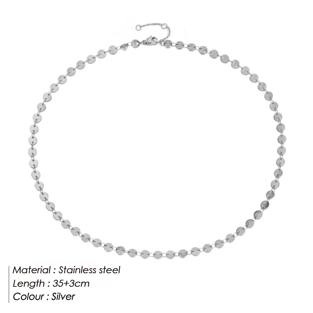 Stainless Steel Gold Color Basic Punk Link Chain Necklace