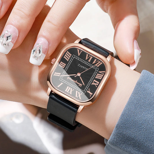 Square Silicone Roma Dial Quartz Wristwatch