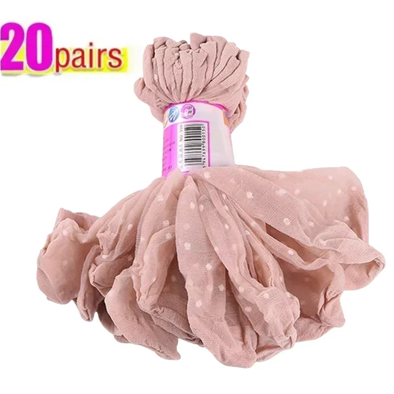 Silk Transparent Dot Lace Short Socks