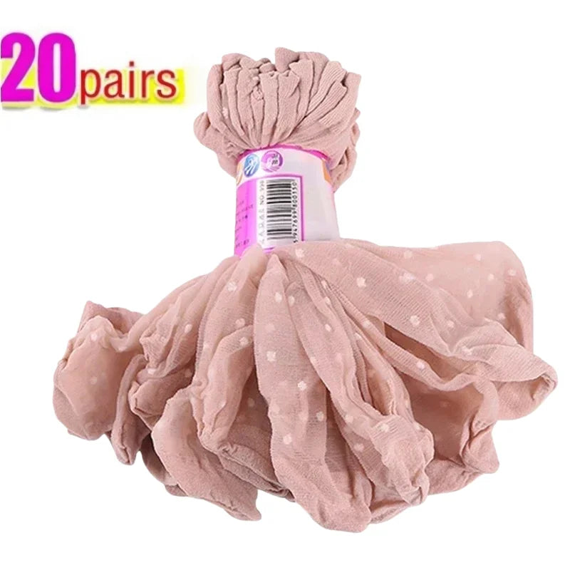 Silk Transparent Dot Lace Short Socks