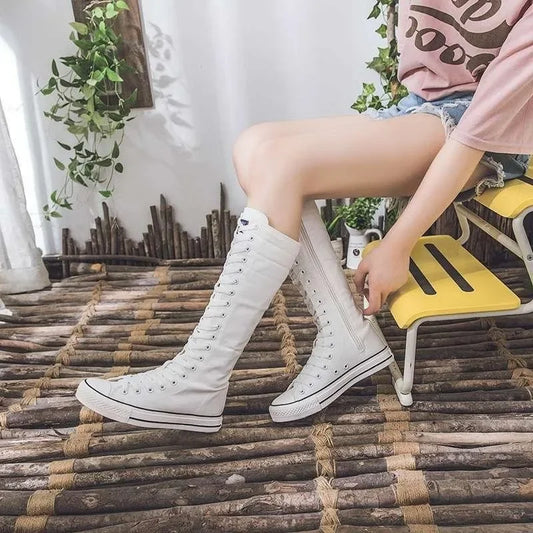 High Top Canvas Korean Long Boot