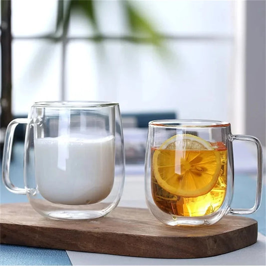 1pc Double Wall Glass Coffee Cup Glass Mug