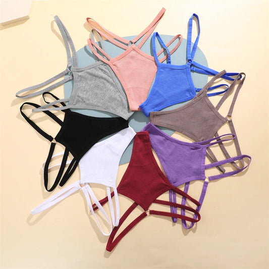 4Pcs Cotton Double Thin Belts Sexy Low Waist Lingerie